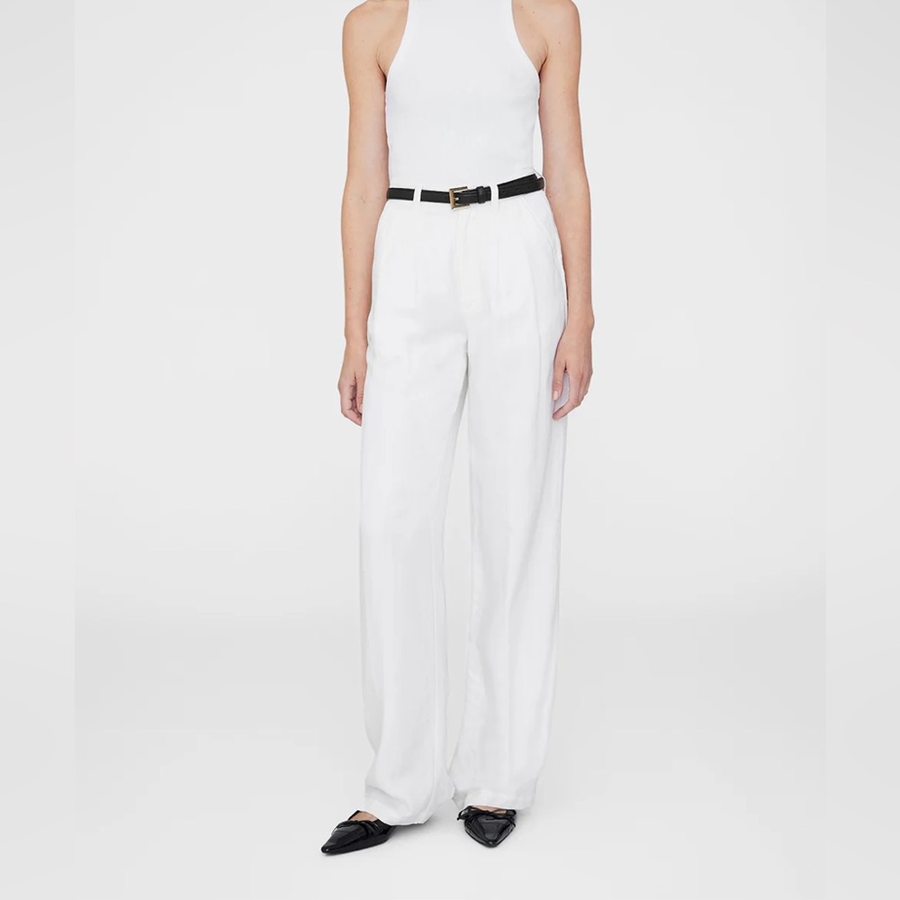 Anine Bing Carrie Pants in White Linen